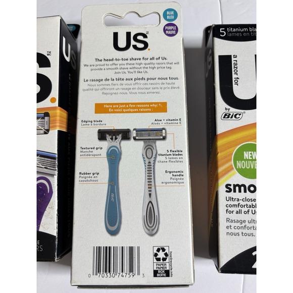 Bic For US 5 Blade 2 Razor 5 Titanium Flex Blades Shave Rubber Grip Smooth - Picture 2 of 4